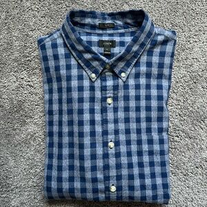EUC J.CREW Slim Fit Blue Check Button Down Size XL